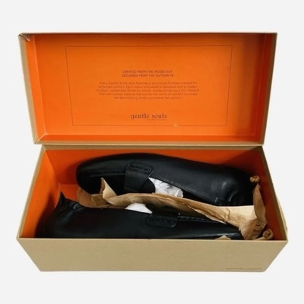 Gentle Souls Kenneth Cole Soraya Black Leather Loafers Flats Womens Sz 7.5M NIB